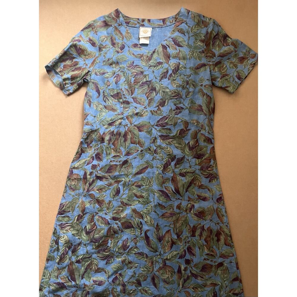 VTG Tom Tom California 100% Linen Maxi Dress S Periwinkle Floral Cottagecore USA - Picture 8 of 16